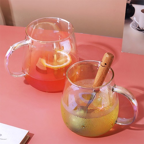 카페 오로라 레인보우 항아리 머그컵 유리잔 내열 유리컵