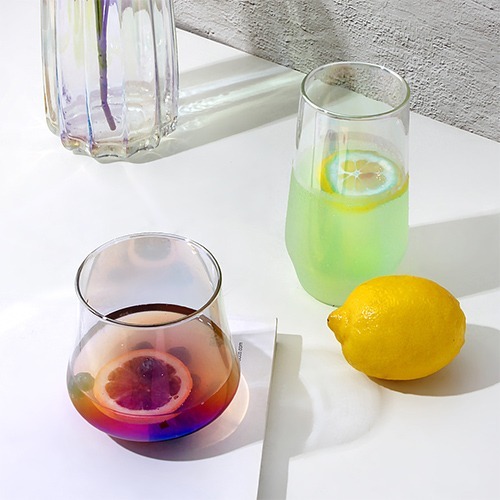 카페 오로라 레인보우 튤립 유리잔 내열 유리컵