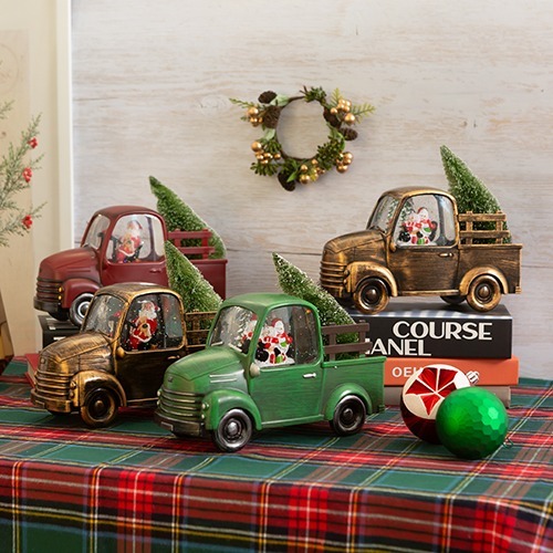빈티지한 디자인의 크리스마스 트럭 워터볼 오르골