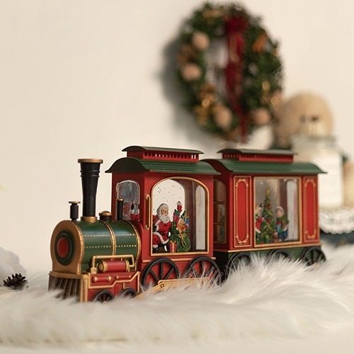 빈티지한 디자인의 크리스마스 기차 워터볼 오르골